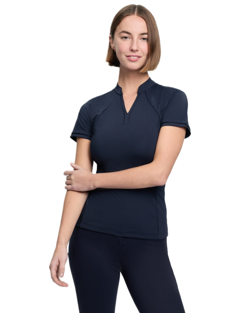 Navy coloured LeMieux Womens Lisa Mesh Base Layer on white background