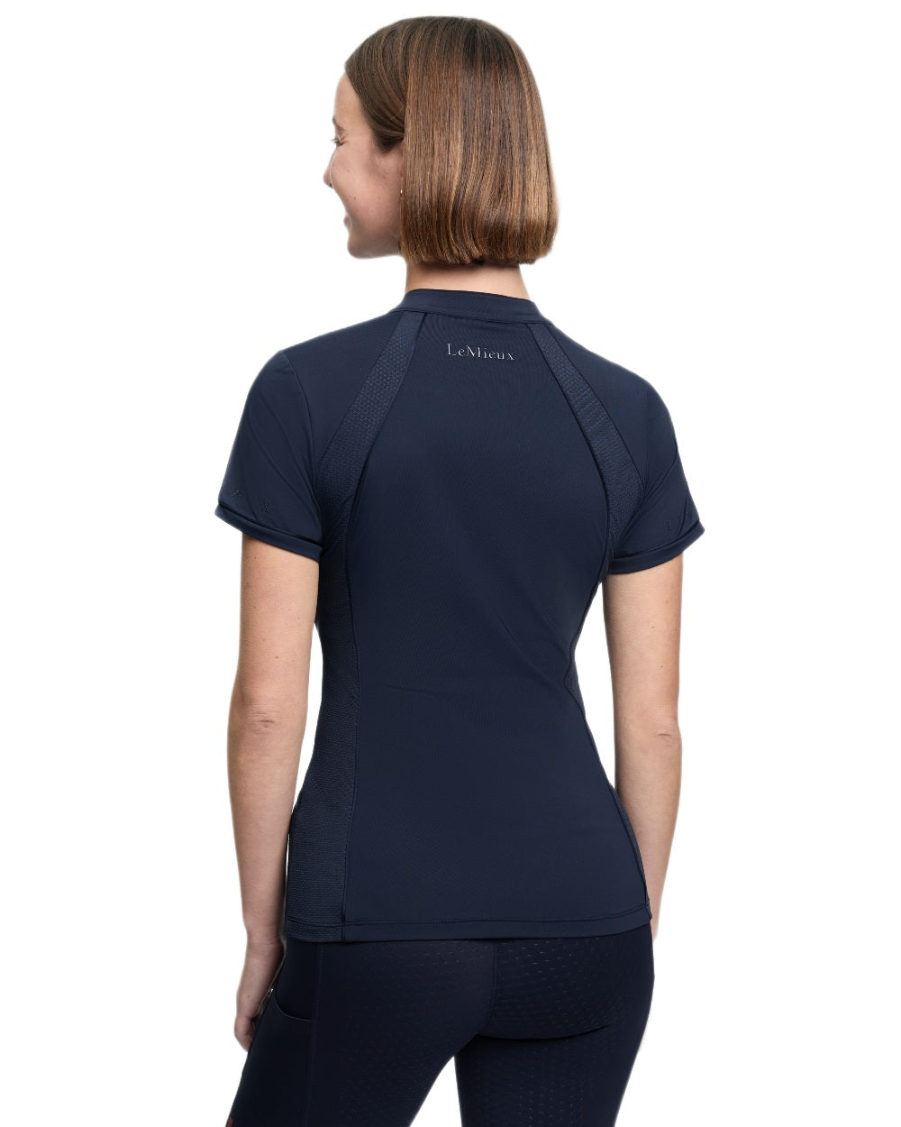 Navy coloured LeMieux Womens Lisa Mesh Base Layer on white background