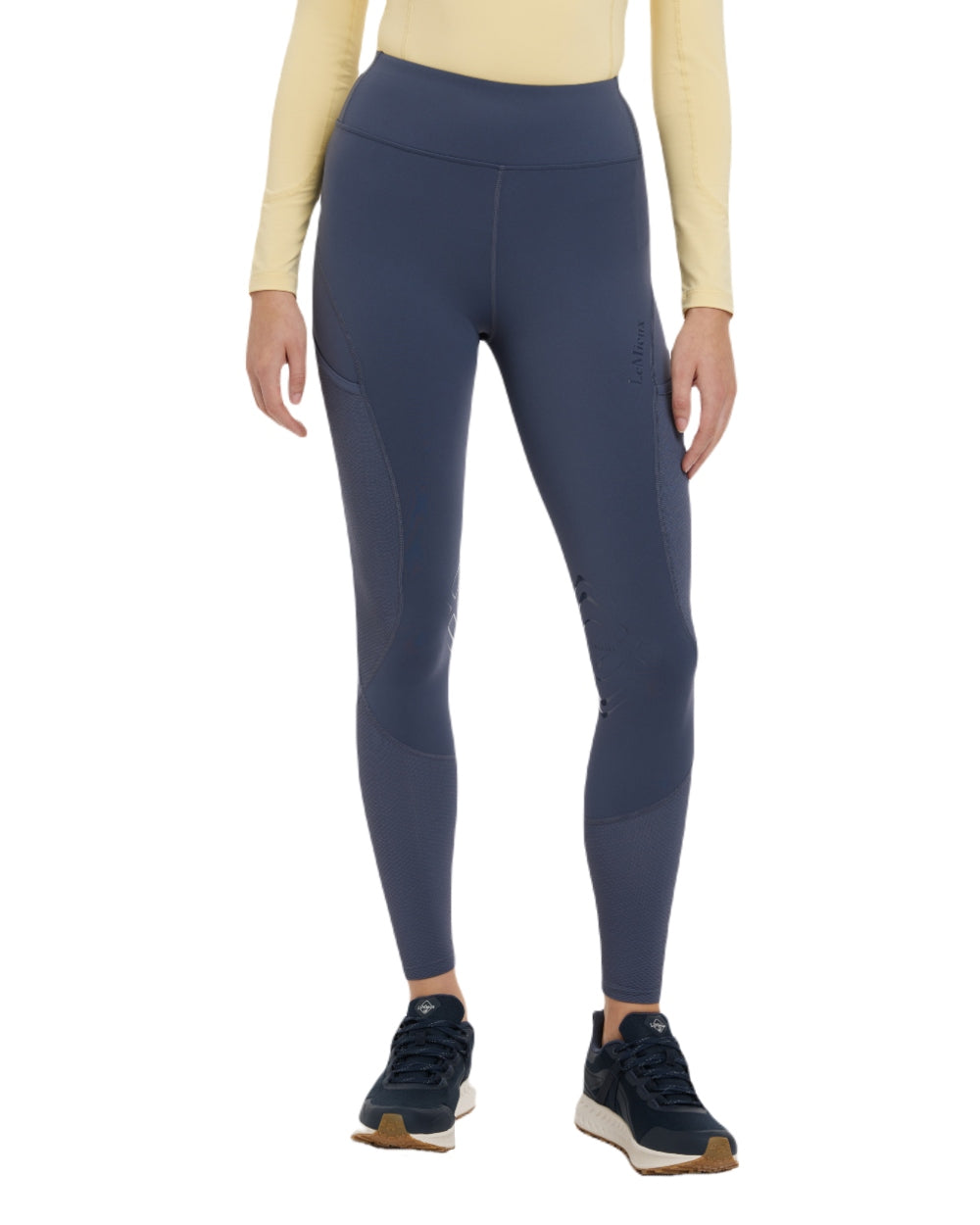 Dusk Blue coloured LeMieux Womens Lydia Mesh Leggings on white background