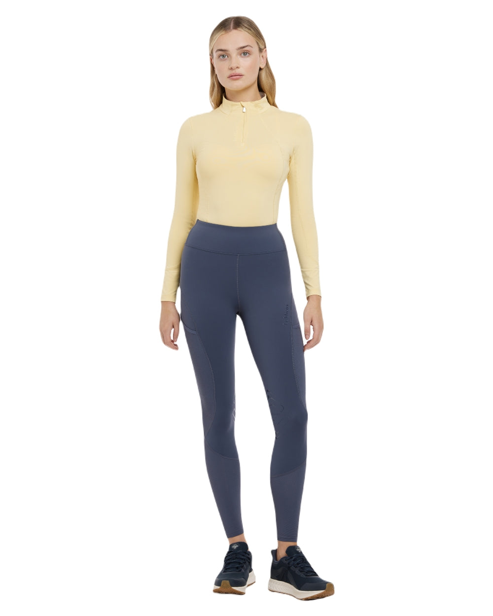 Dusk Blue coloured LeMieux Womens Lydia Mesh Leggings on white background