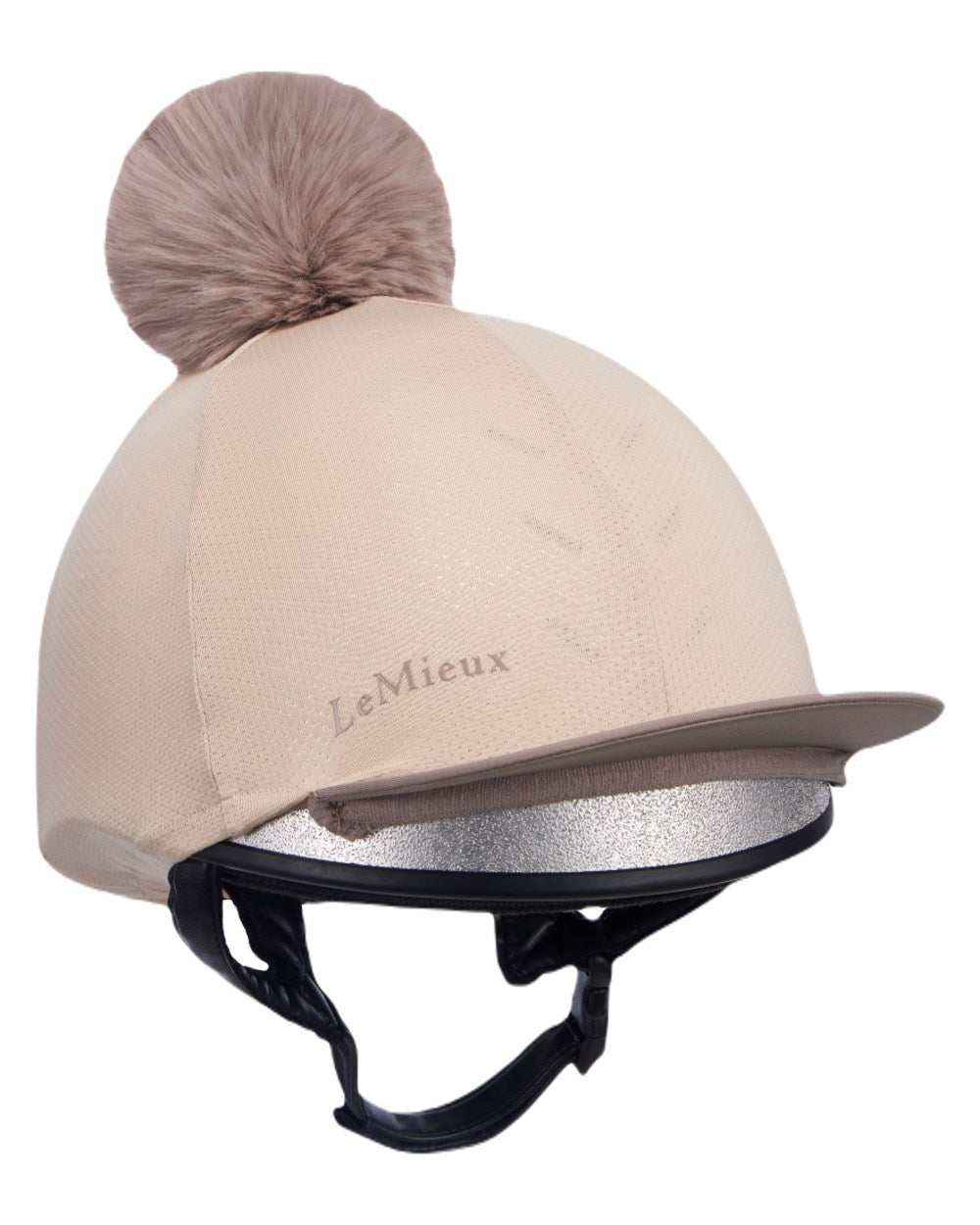 Almond coloured LeMieux Womens Maria Mesh Hat Silk on white background