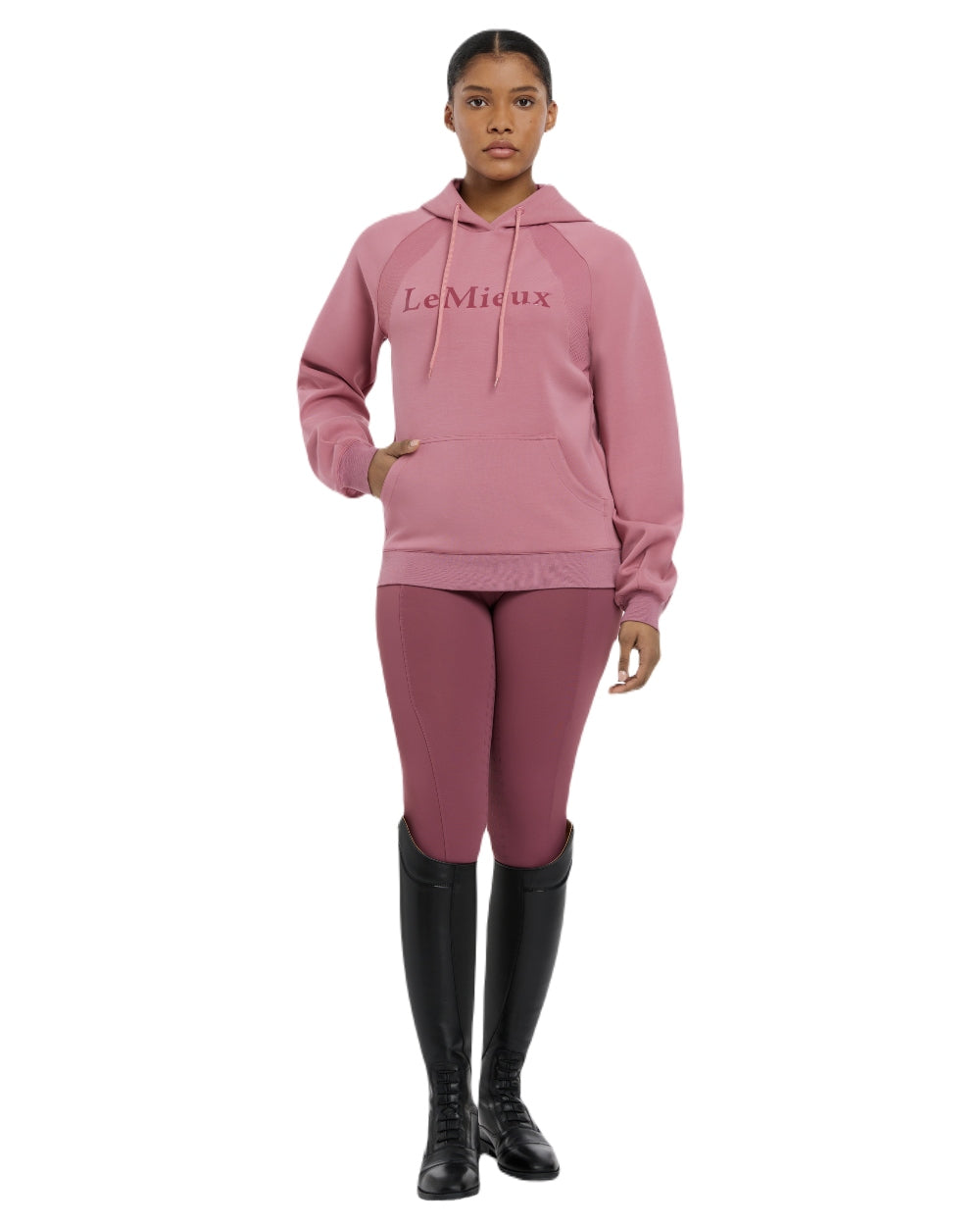 Peony coloured LeMieux Womens Nadine Hoodie on white background