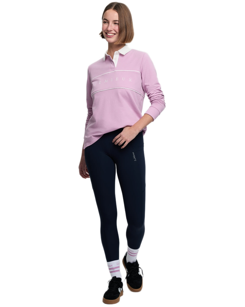 Fondant coloured LeMieux Womens Rochelle Rugby Shirt on white background