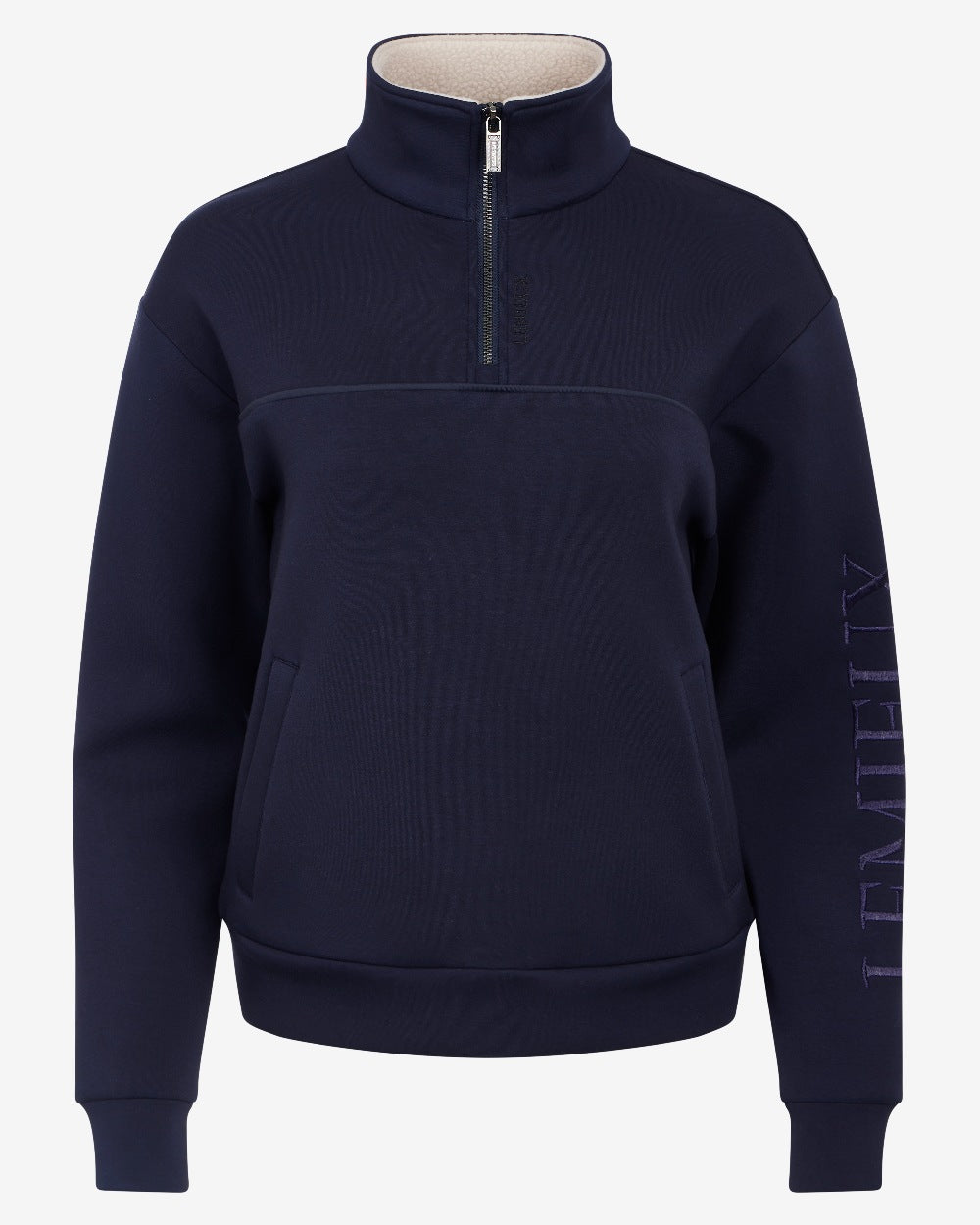 Navy Coloured LeMieux Womens Scarlet Quarter Zip Sweat on White Background