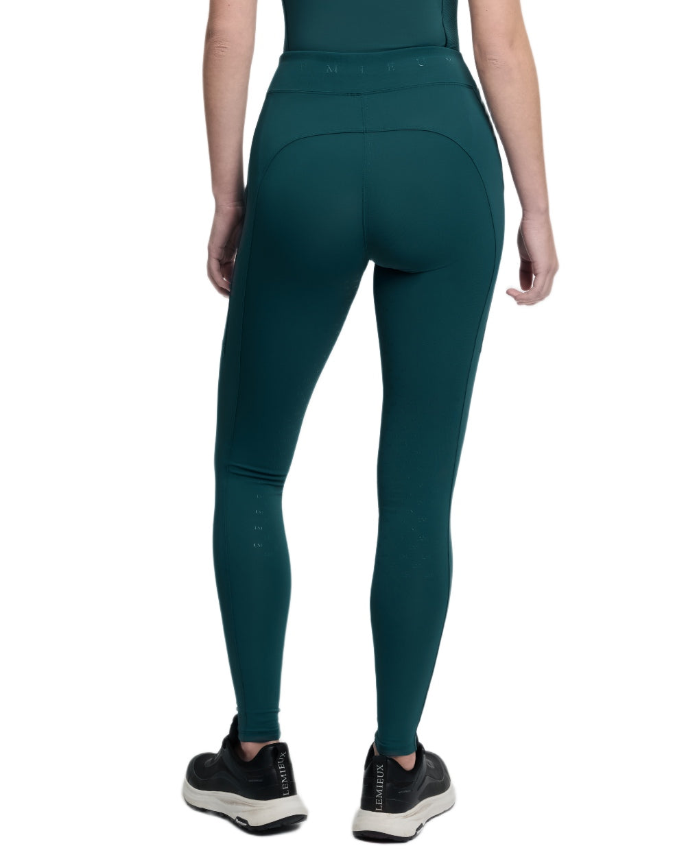 Jungle coloured LeMieux Womens Simone Cross Over Half Seat Pull On Breeches on white background
