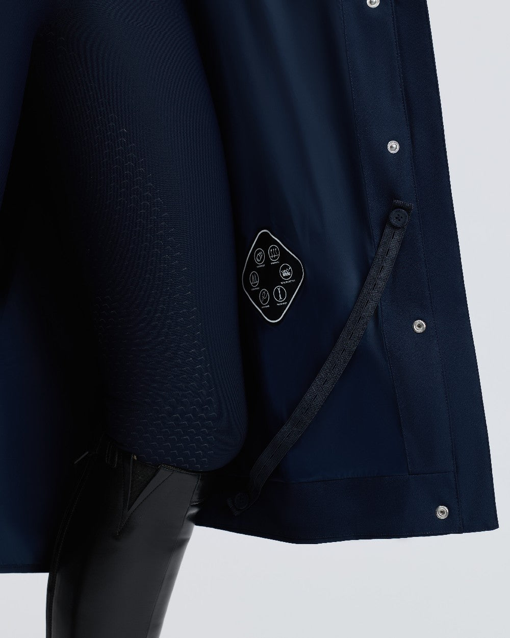 Navy Coloured LeMieux Womens Stormwear Performance Riding Coat on White Background