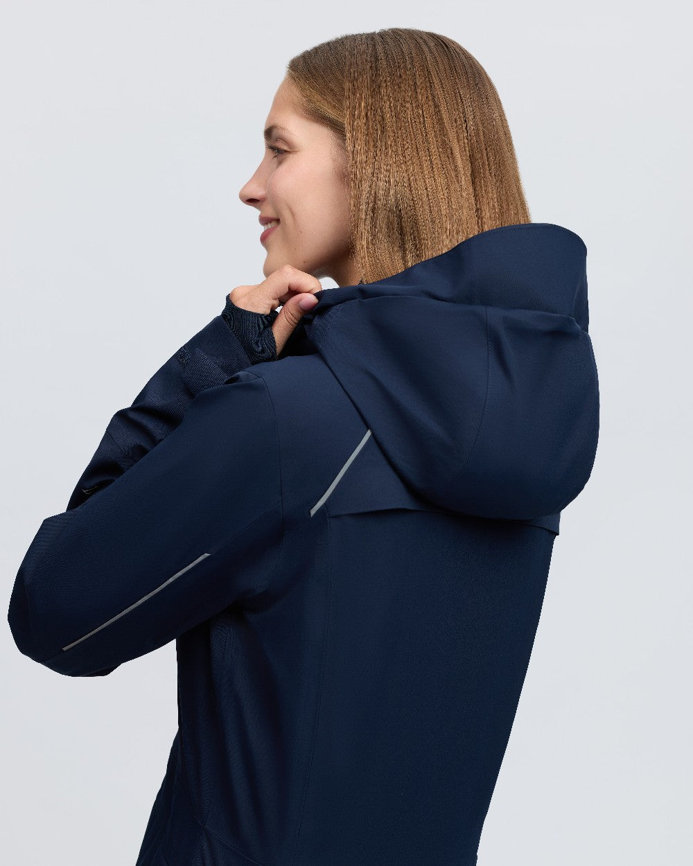 Navy Coloured LeMieux Womens Stormwear Performance Riding Coat on White Background