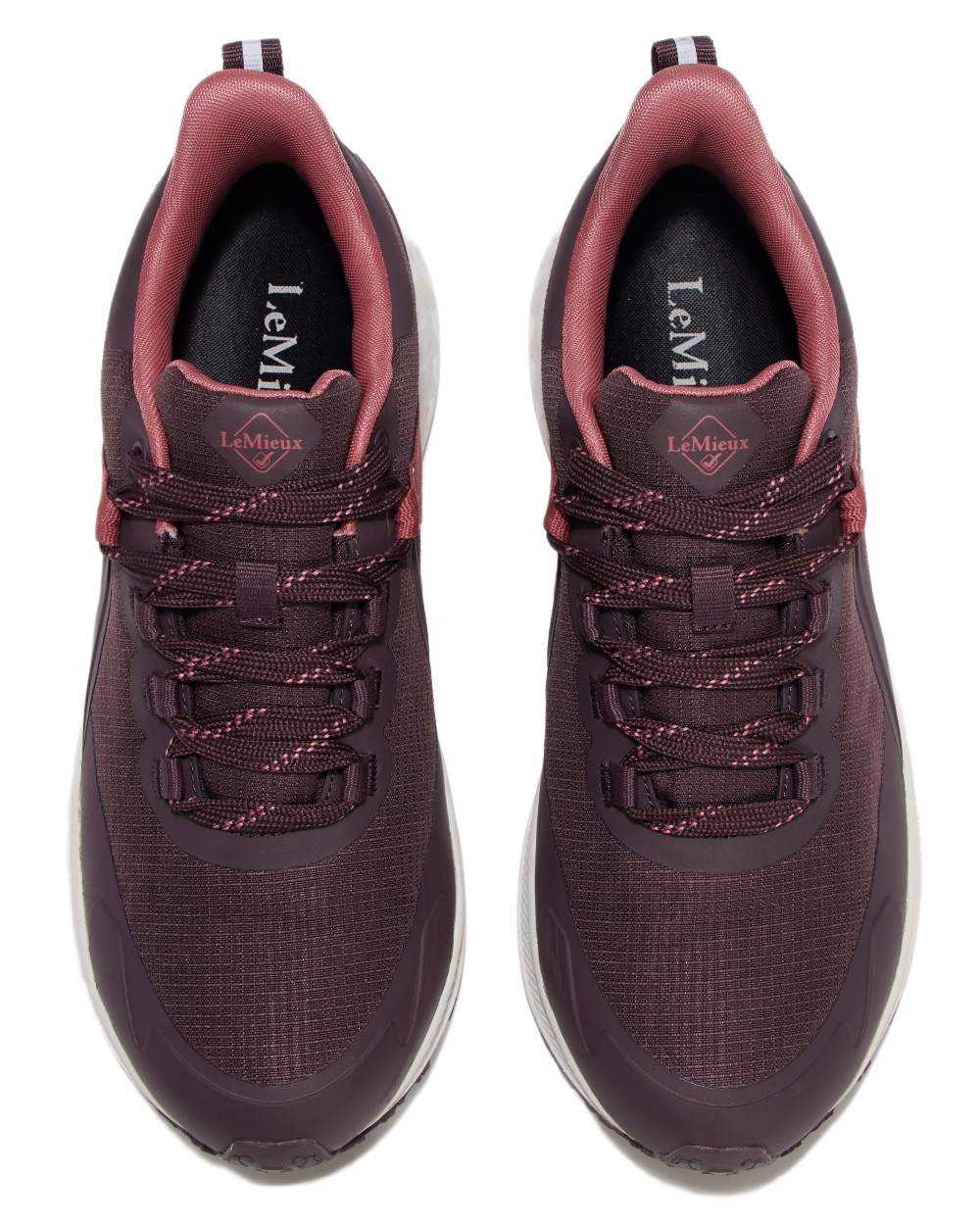 Damson Coloured LeMieux Womens Trax Viva Waterproof Trainer Shoes on white background
