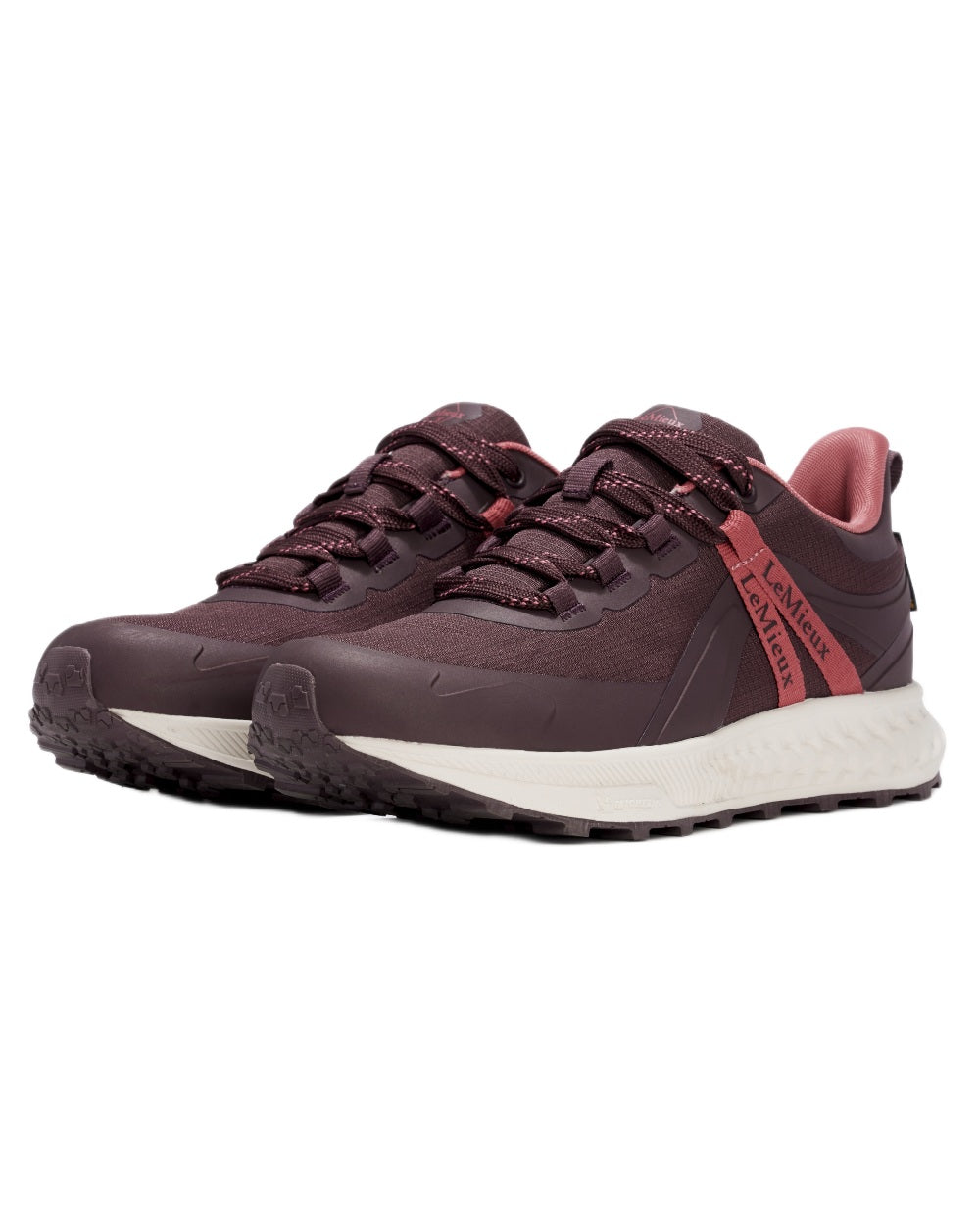 Damson Coloured LeMieux Womens Trax Viva Waterproof Trainer Shoes on white background