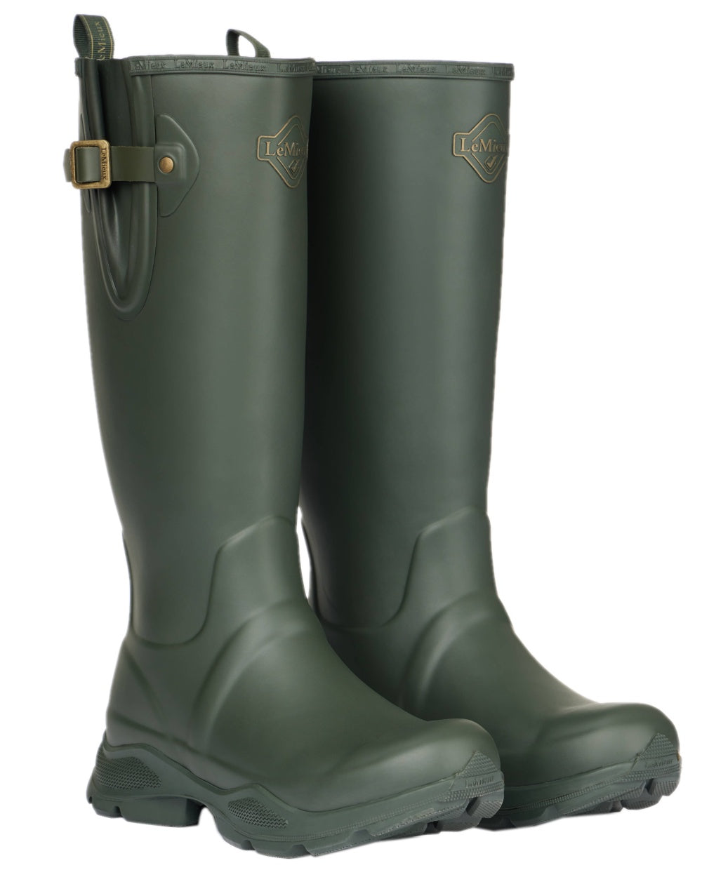 Oak Coloured LeMieux Womens Ultra Stride Wellington Boots on white background