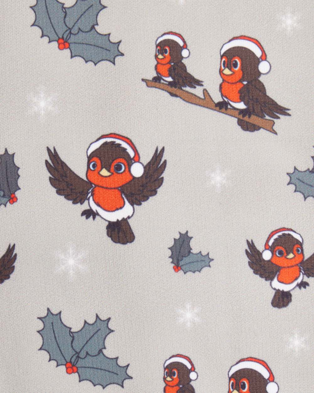 Almond coloured LeMieux Xmas Robins Footsie Socks on white background