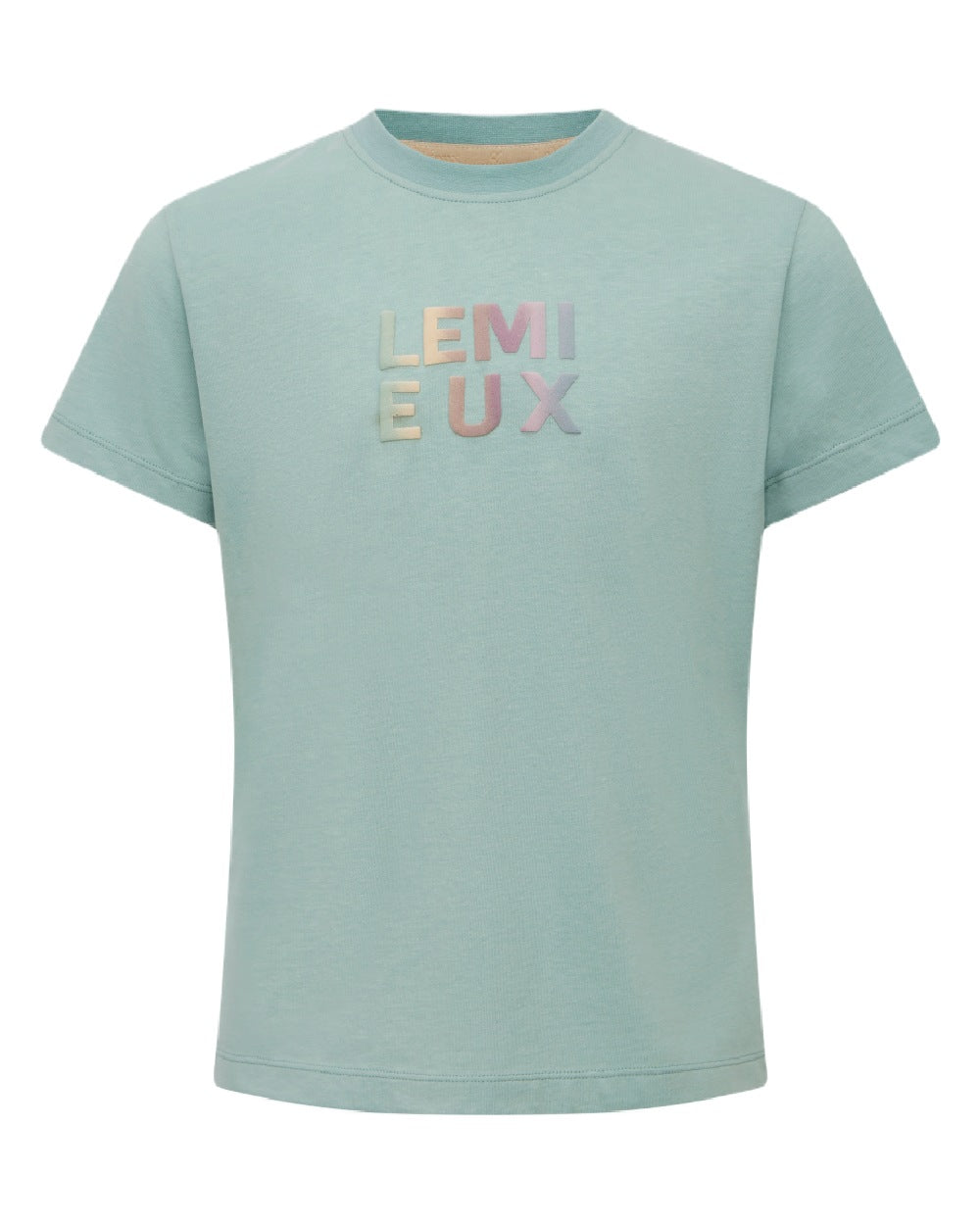 Aqua coloured LeMieux Young Rider Arianna T-Shirt on white background
