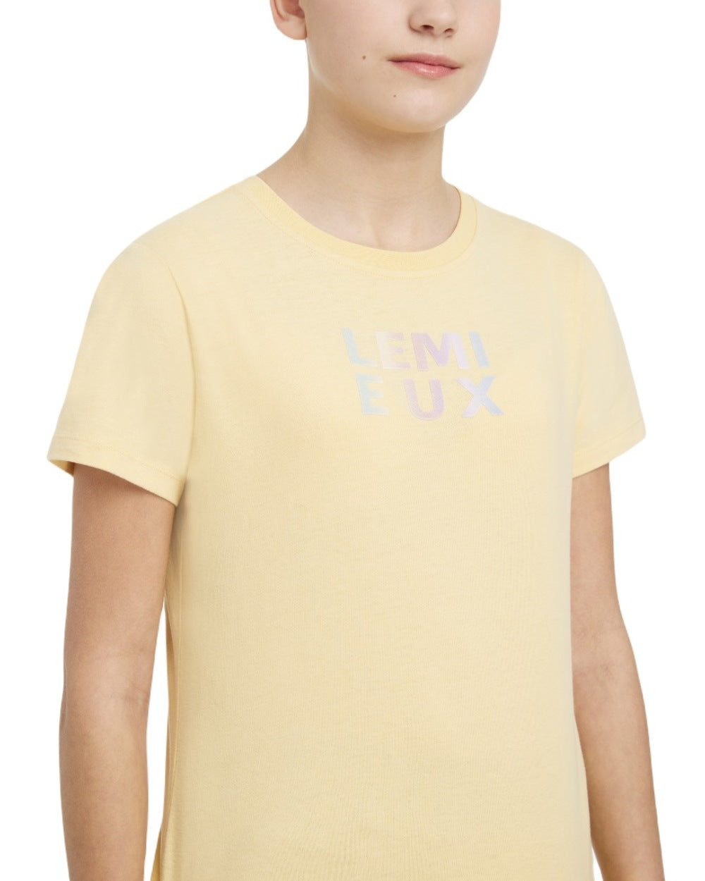 Mimosa coloured LeMieux Young Rider Arianna T-Shirt on white background