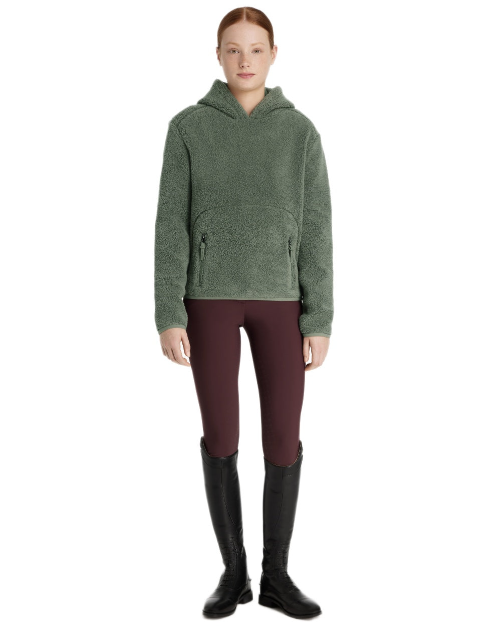 Rosemary coloured LeMieux Young Rider Avalon Hoodie on white background