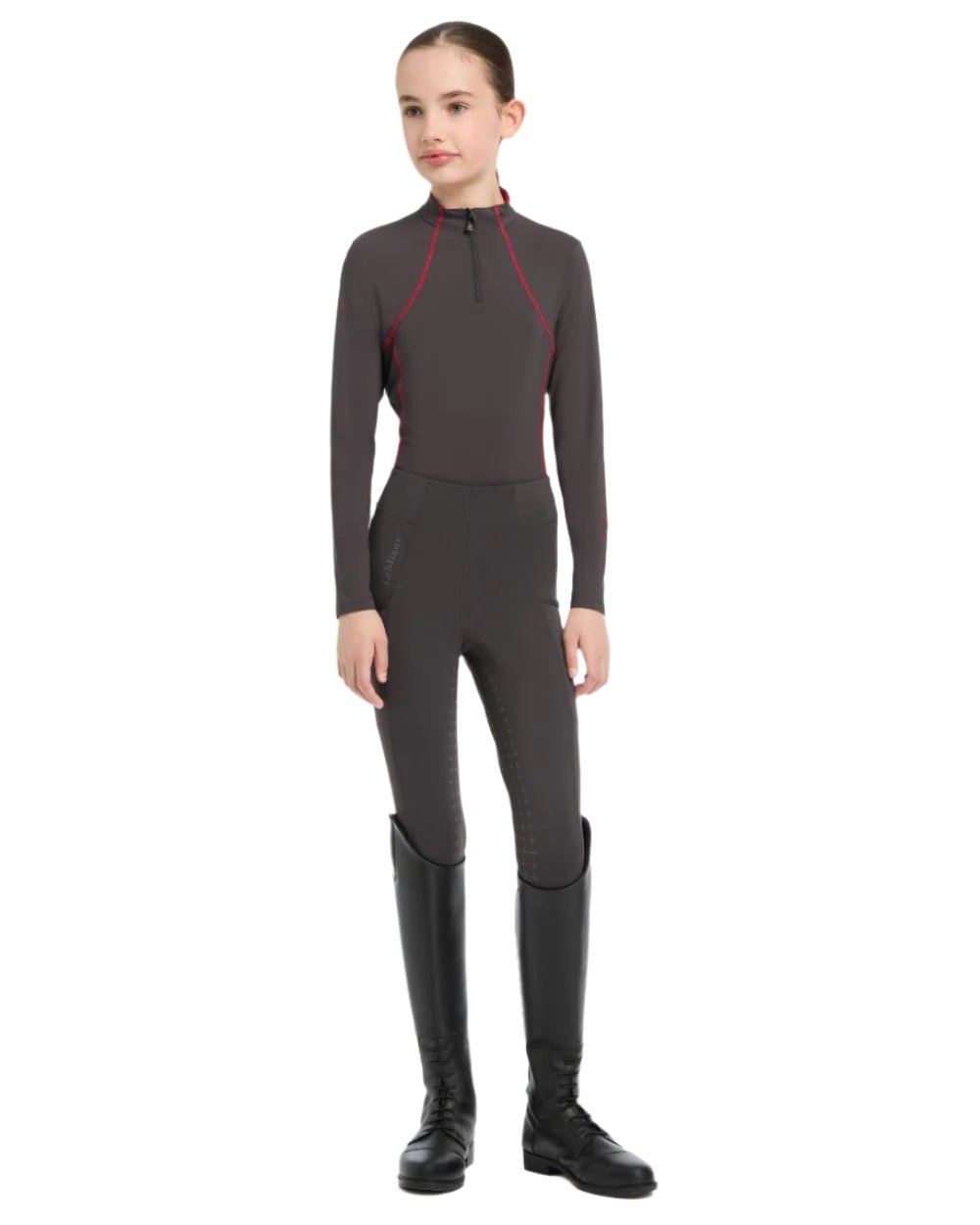 Cinder coloured LeMieux Young Rider Base Layer on white background