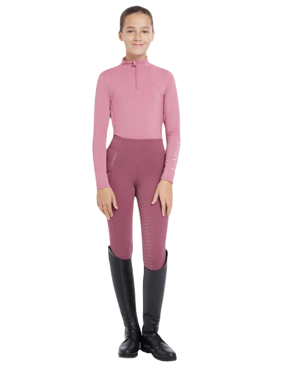 Peony coloured LeMieux Young Rider Base Layer on white background