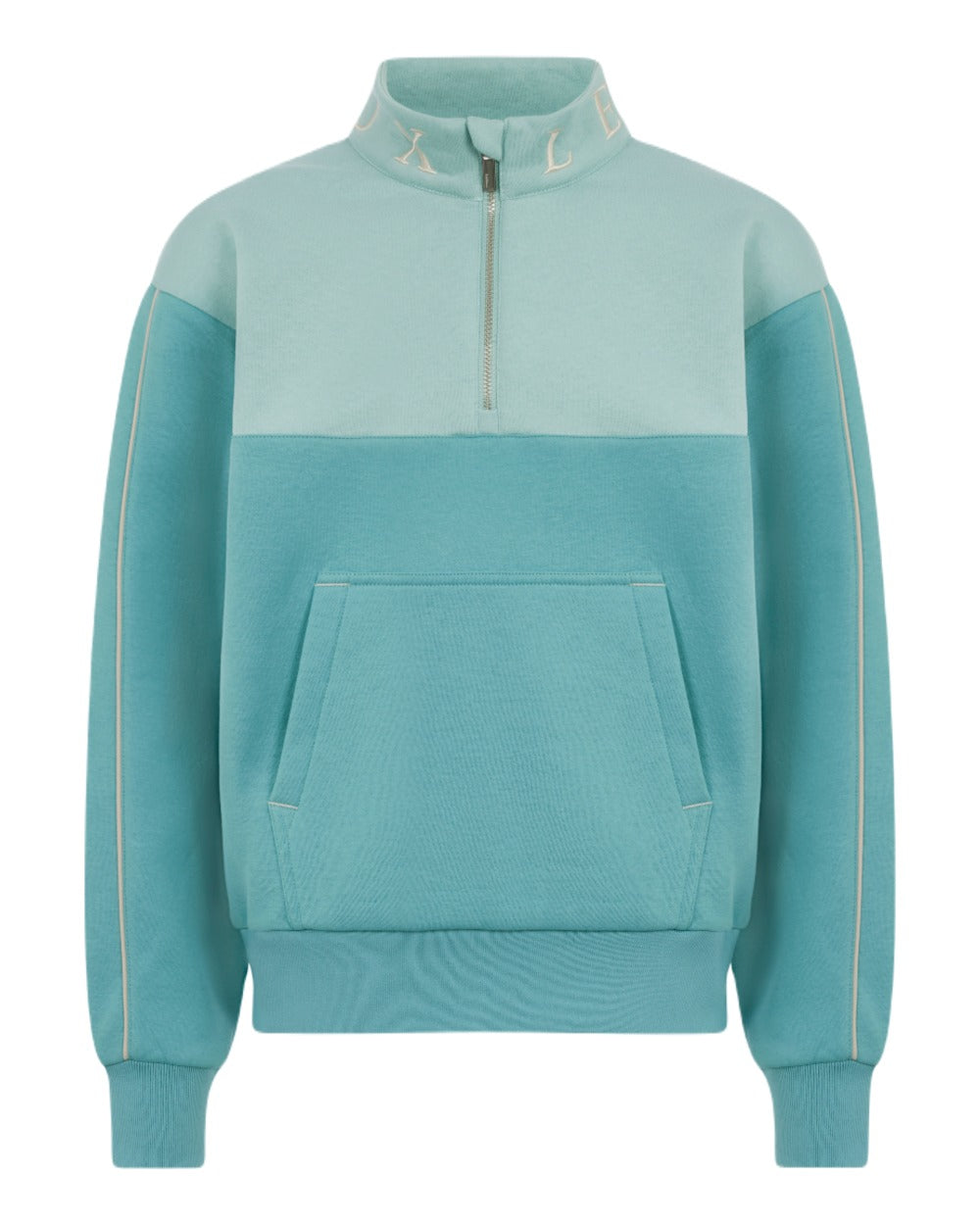 Lagoon coloured LeMieux Young Rider Kate Quarter Zip Sweater on white background