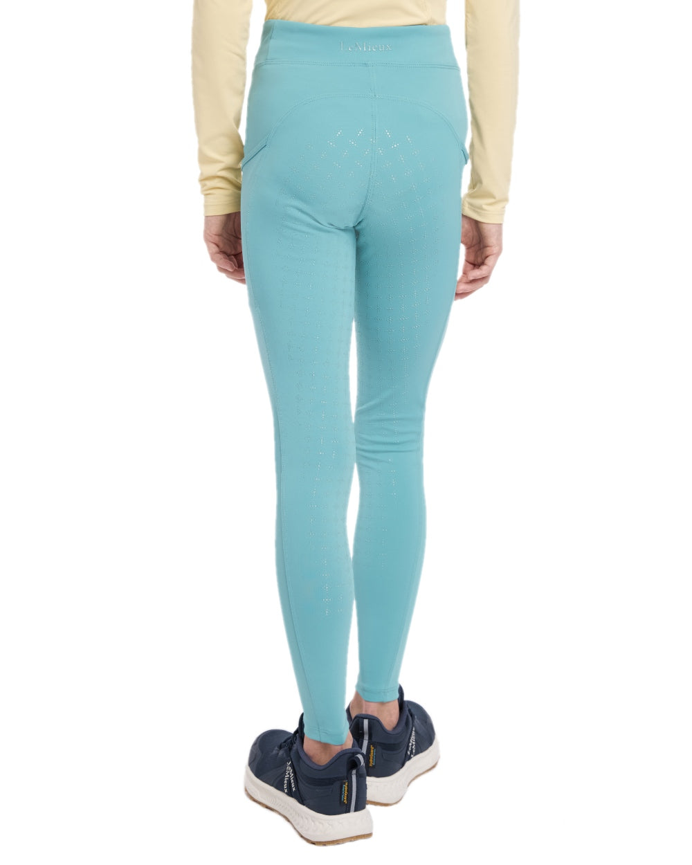 Lagoon coloured LeMieux Young Rider Orla Pull Ons on white background