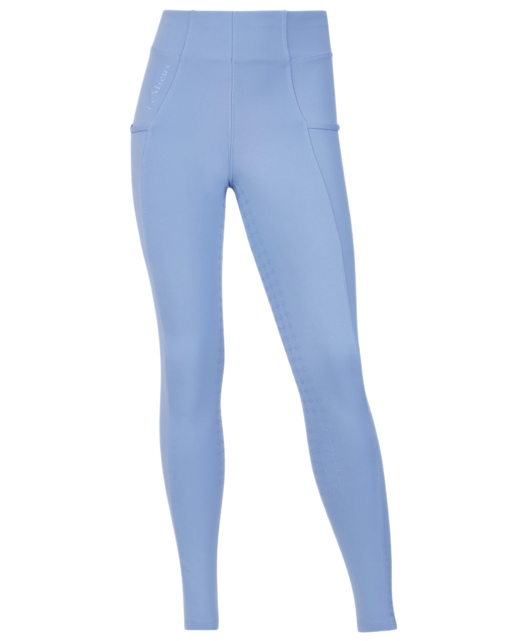 Powder Blue coloured LeMieux Young Rider Orla Pull Ons on white background