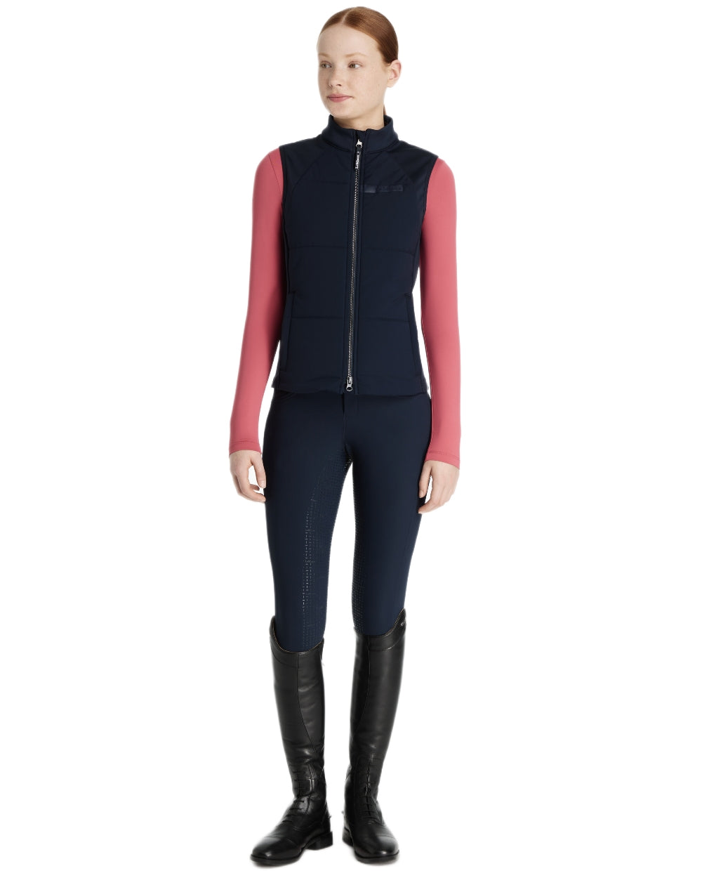 Navy coloured LeMieux Young Rider Pammy Training Gilet on white background
