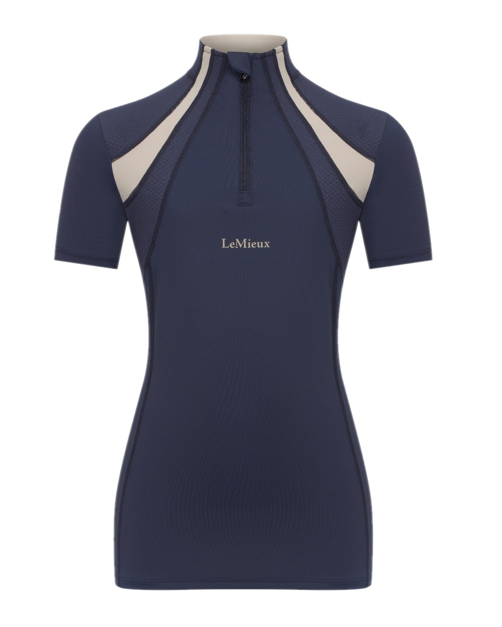 Dusk Blue coloured LeMieux Young Rider Short Sleeve Mia Mesh Base Layer on white background
