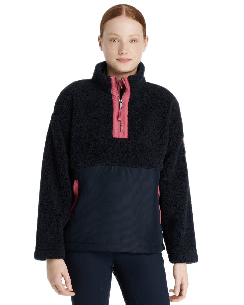 Navy coloured LeMieux Young Rider Tammy Teddy Fleece on white background