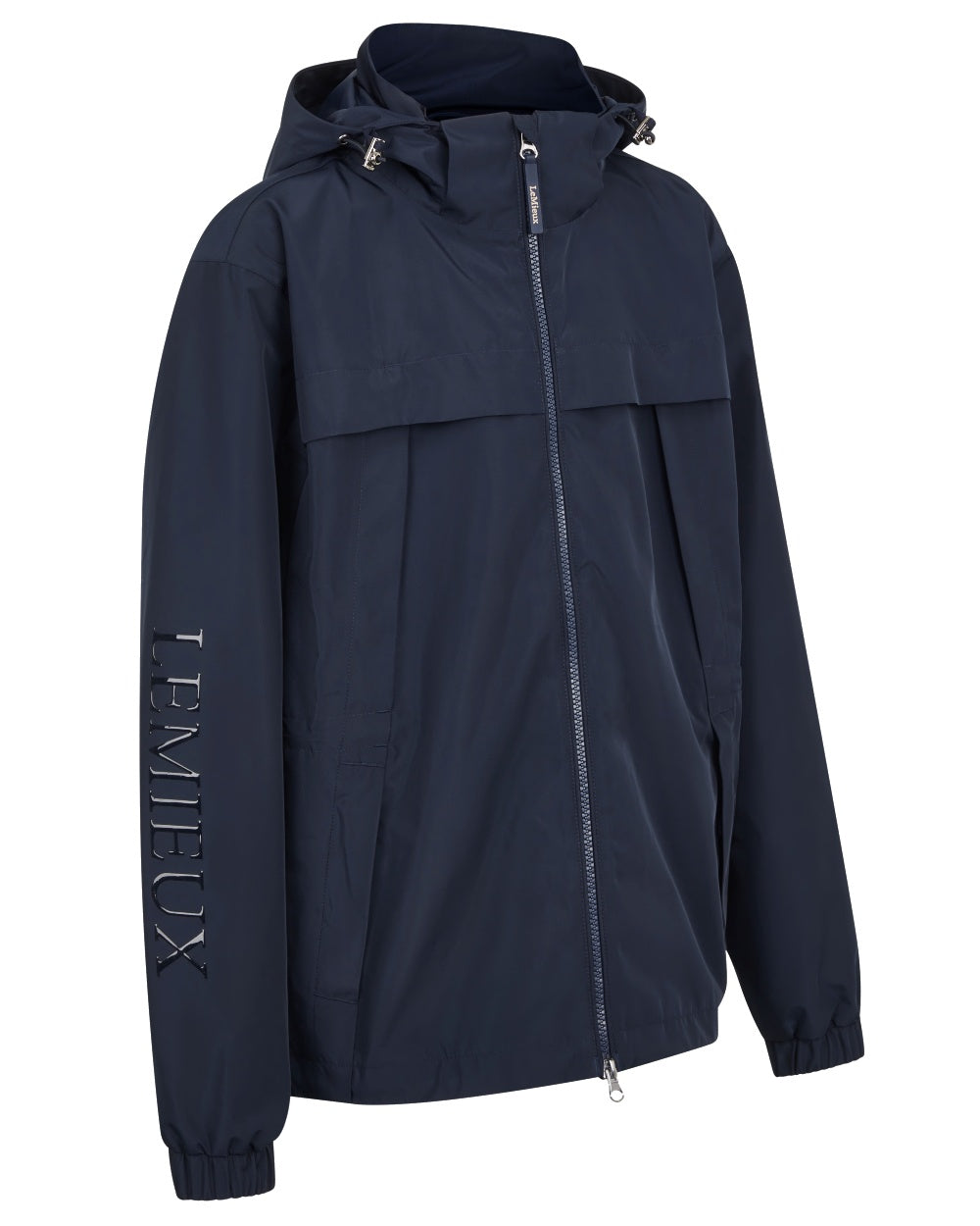 Navy coloured LeMieux Young Rider Dolcie Waterproof Jacket on white background