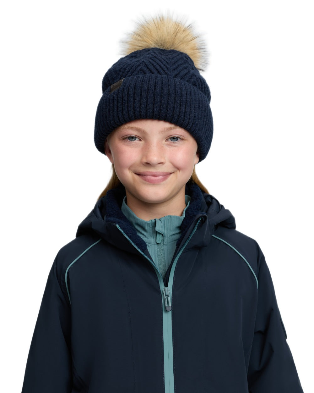 Navy coloured LeMieux Clara Knit Beanie on white background