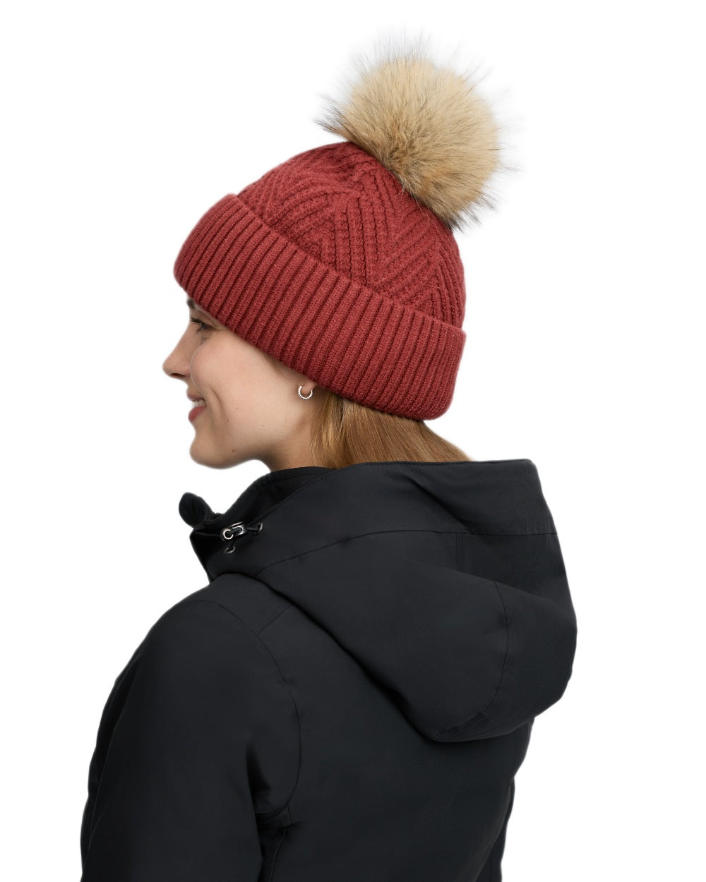 Russet coloured LeMieux Clara Knit Beanie on white background