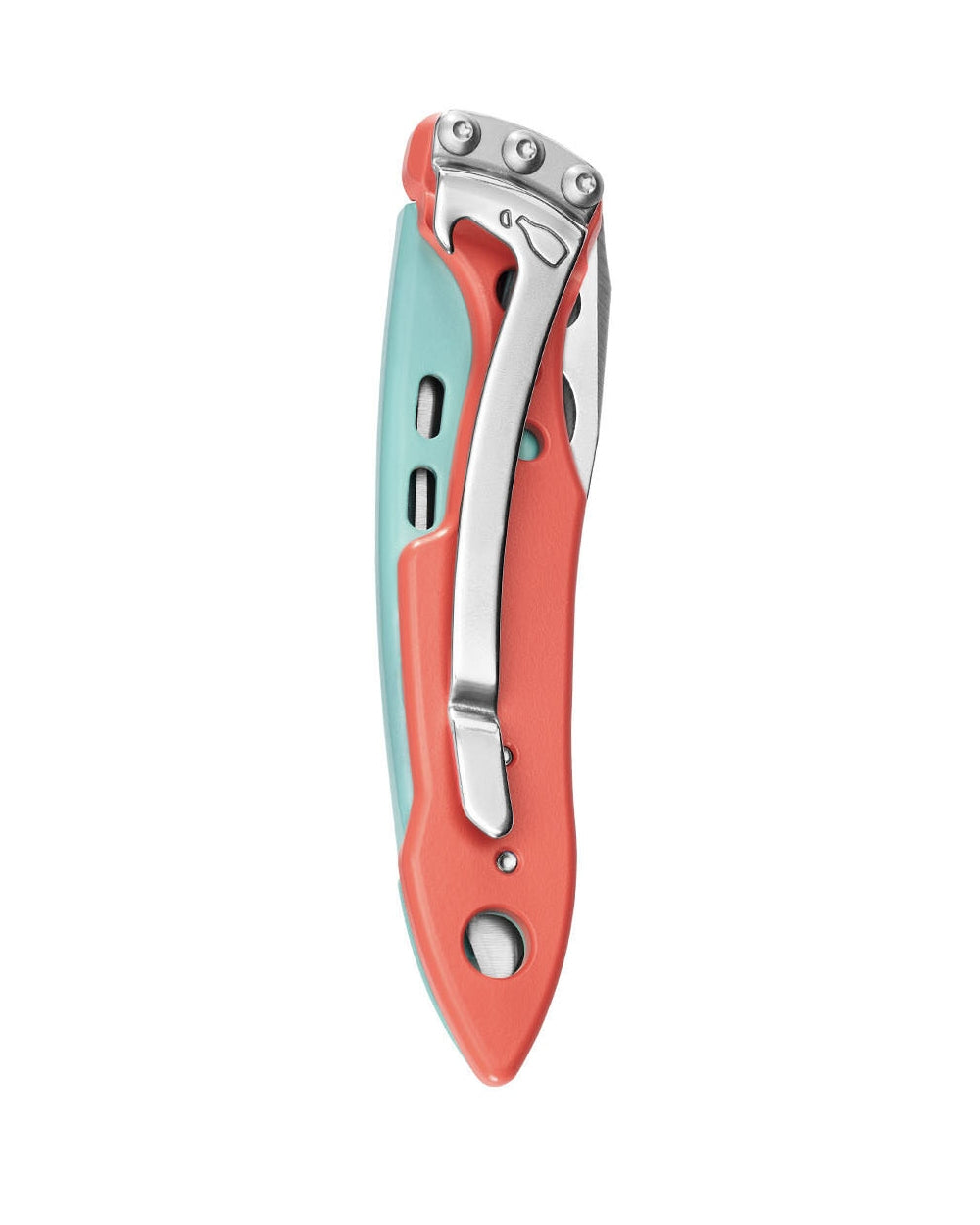 Paradise coloured Leatherman Skeletool KB Knife on white background