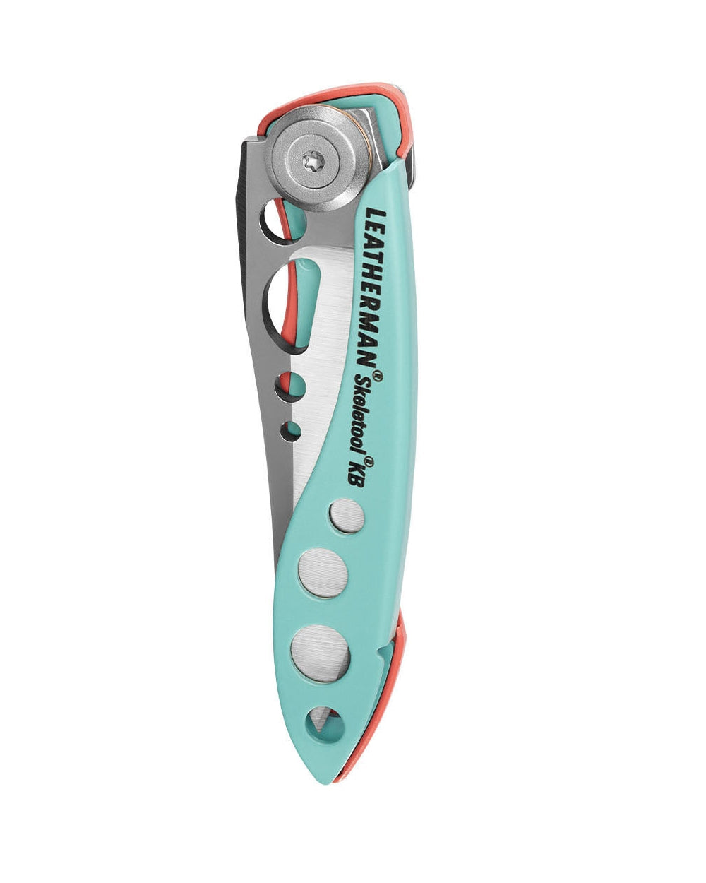 Paradise coloured Leatherman Skeletool KB Knife on white background