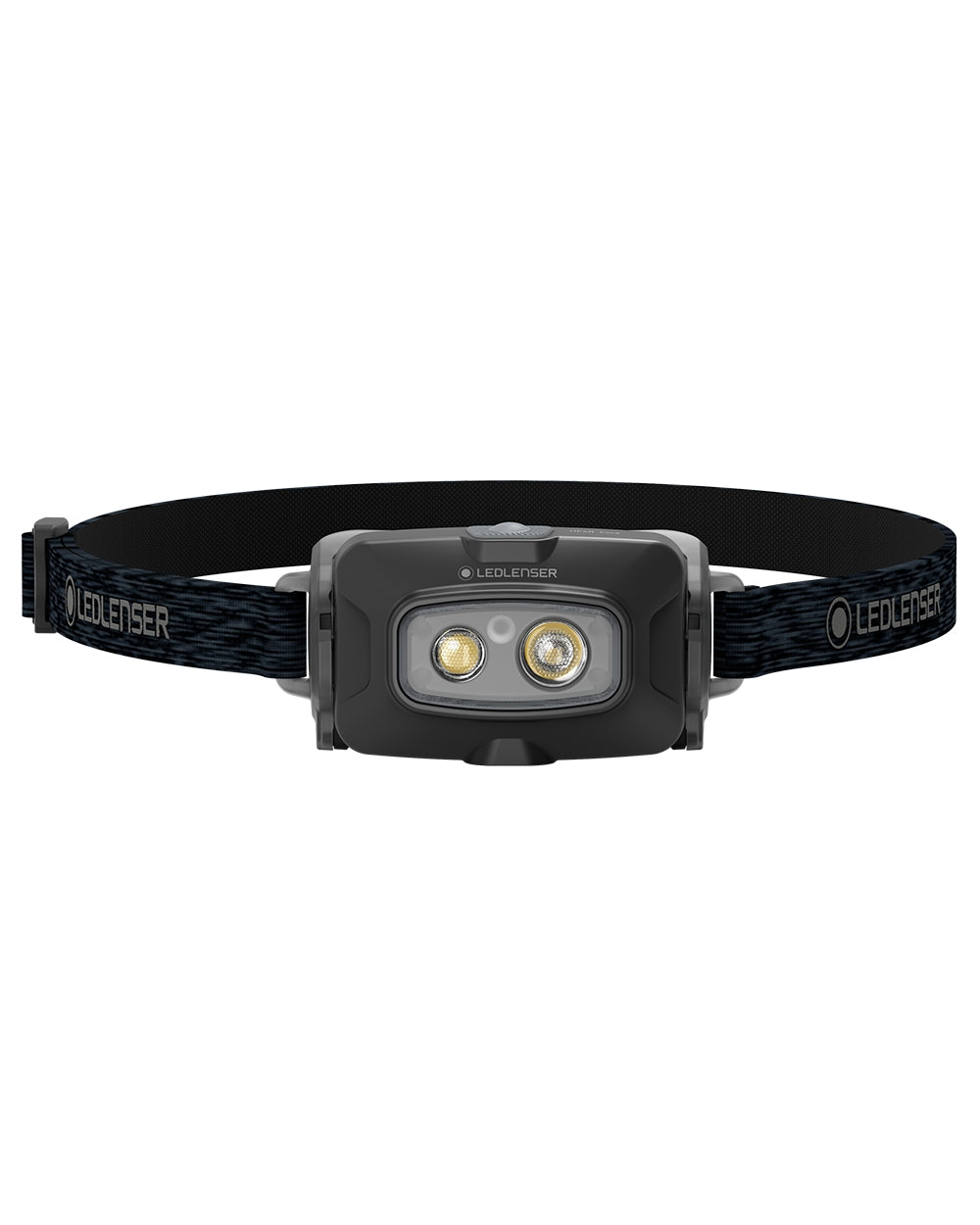 Black Coloured Led Lenser HF4R Core Rechargeable Head Torch on white background