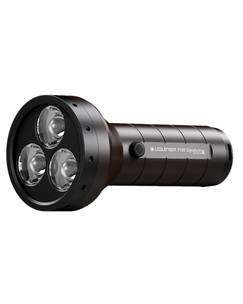 Espresso Brown Coloured Led Lenser P18R Signature Rechargeable Torch on white background