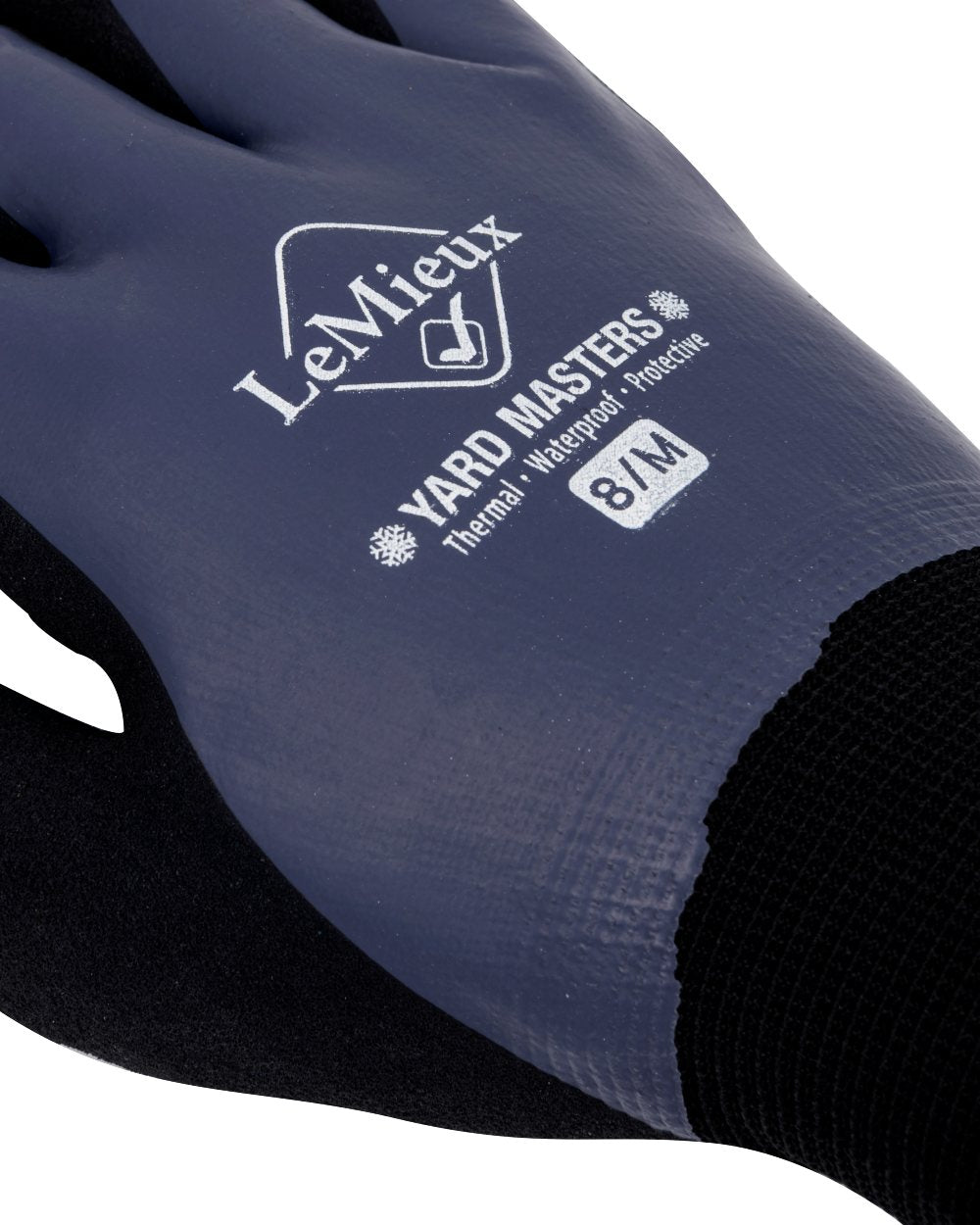 Navy coloured LeMieux Thermal Work Gloves on white background