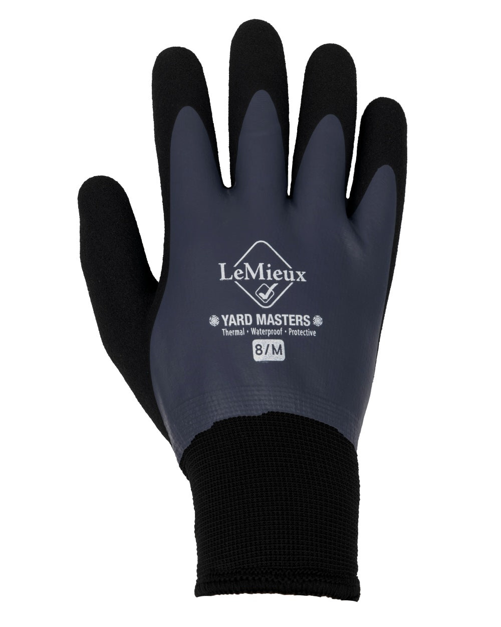 Navy coloured LeMieux Thermal Work Gloves on white background 