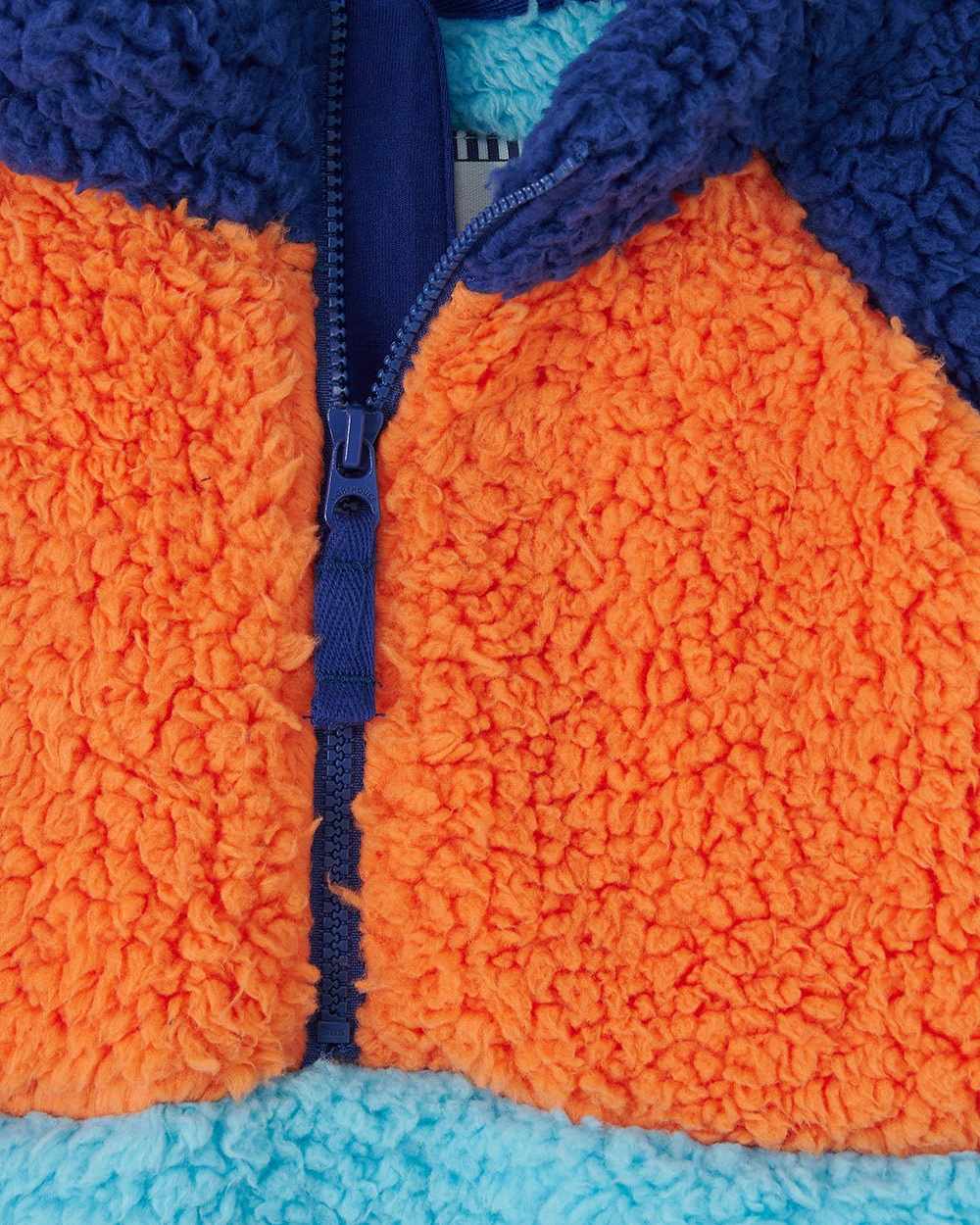 Navy Blue Orange coloured Lighthouse Childrens Caden Fleece on white background