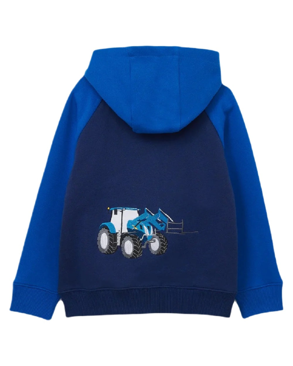 Blue Tractor coloured Lighthouse Jackson Childrens Full Zip Hoodie on white background