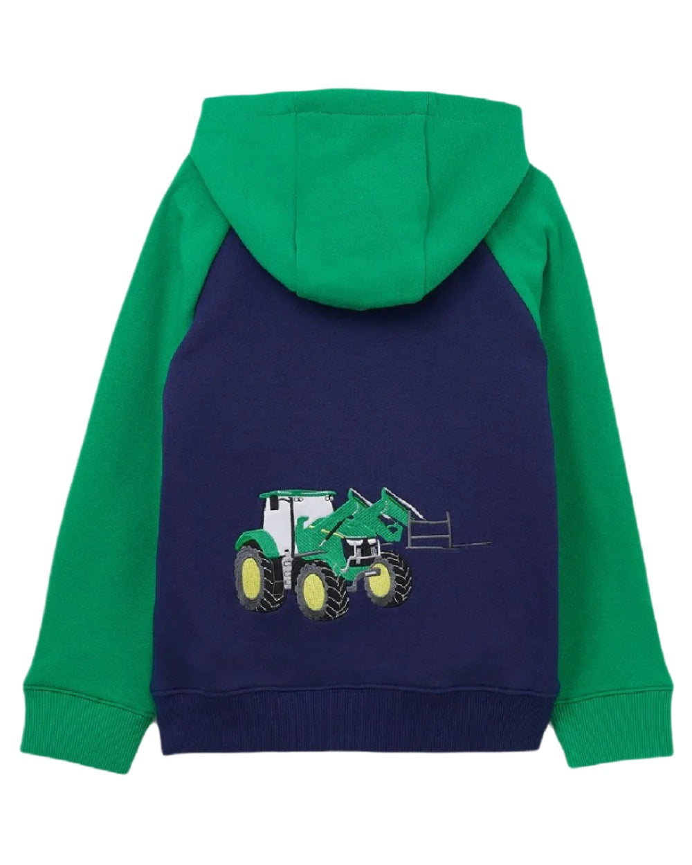 Green Tractor coloured Lighthouse Jackson Childrens Full Zip Hoodie on white background