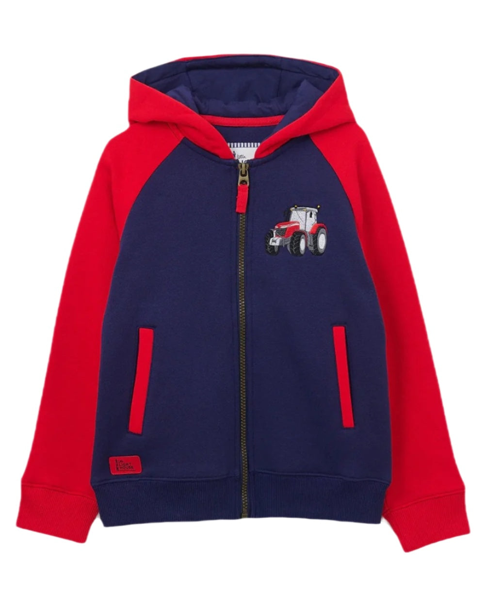 Red Tractor coloured Lighthouse Jackson Childrens Full Zip Hoodie on white background