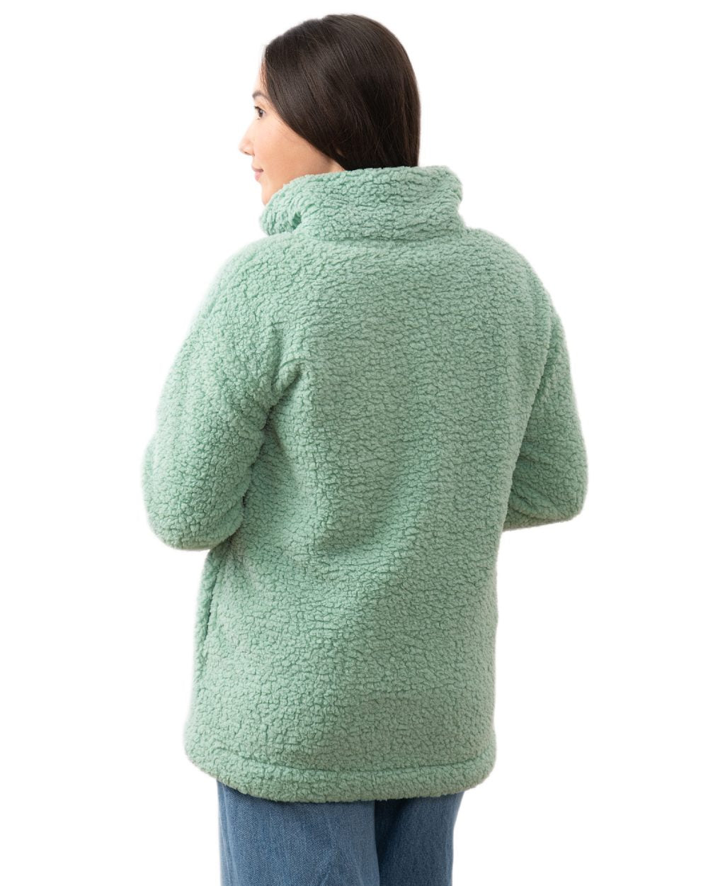 Basil coloured Lighthouse Ladies Bay Sherpa Fleece on white background