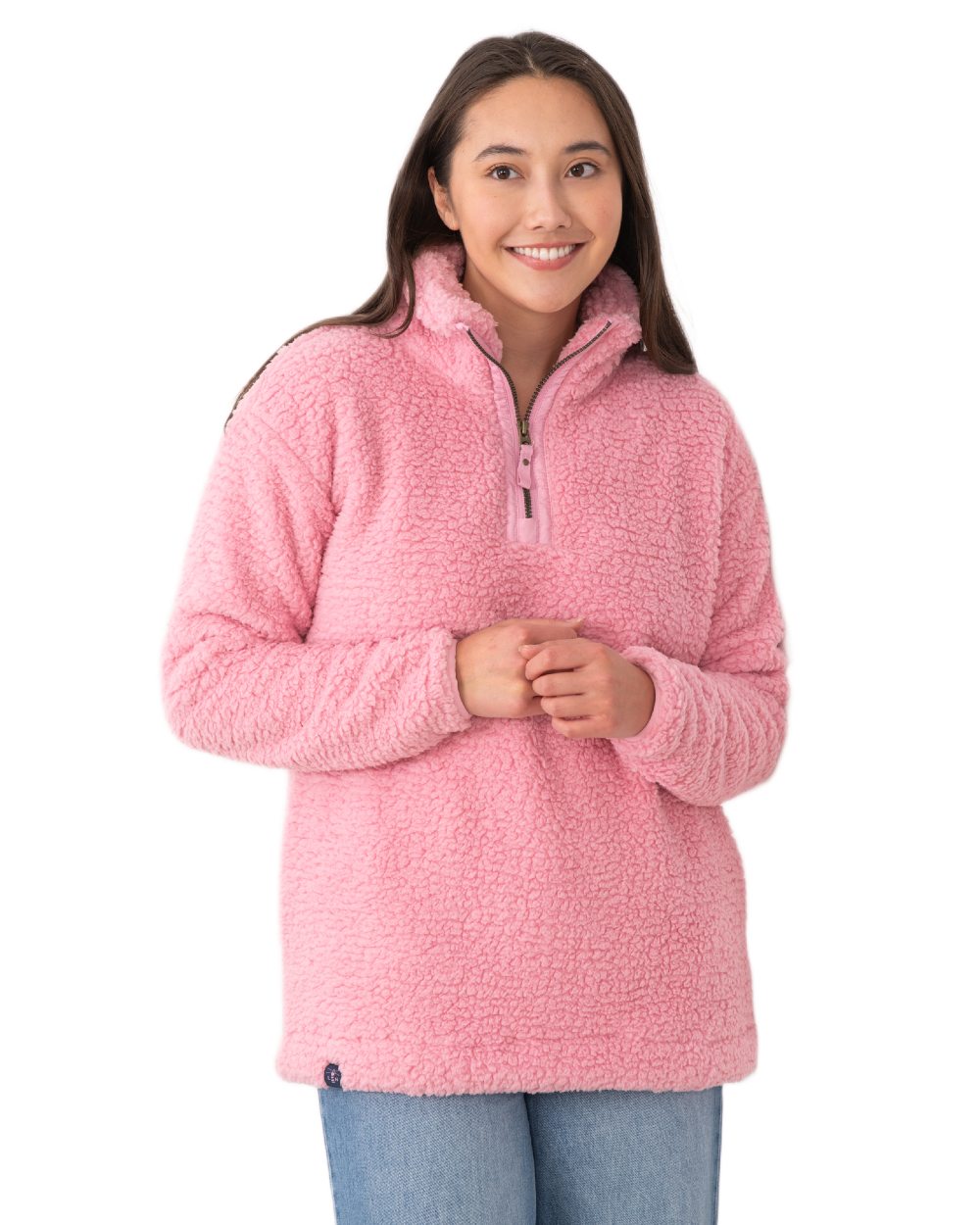 Pink coloured Lighthouse Ladies Bay Sherpa Fleece on white background