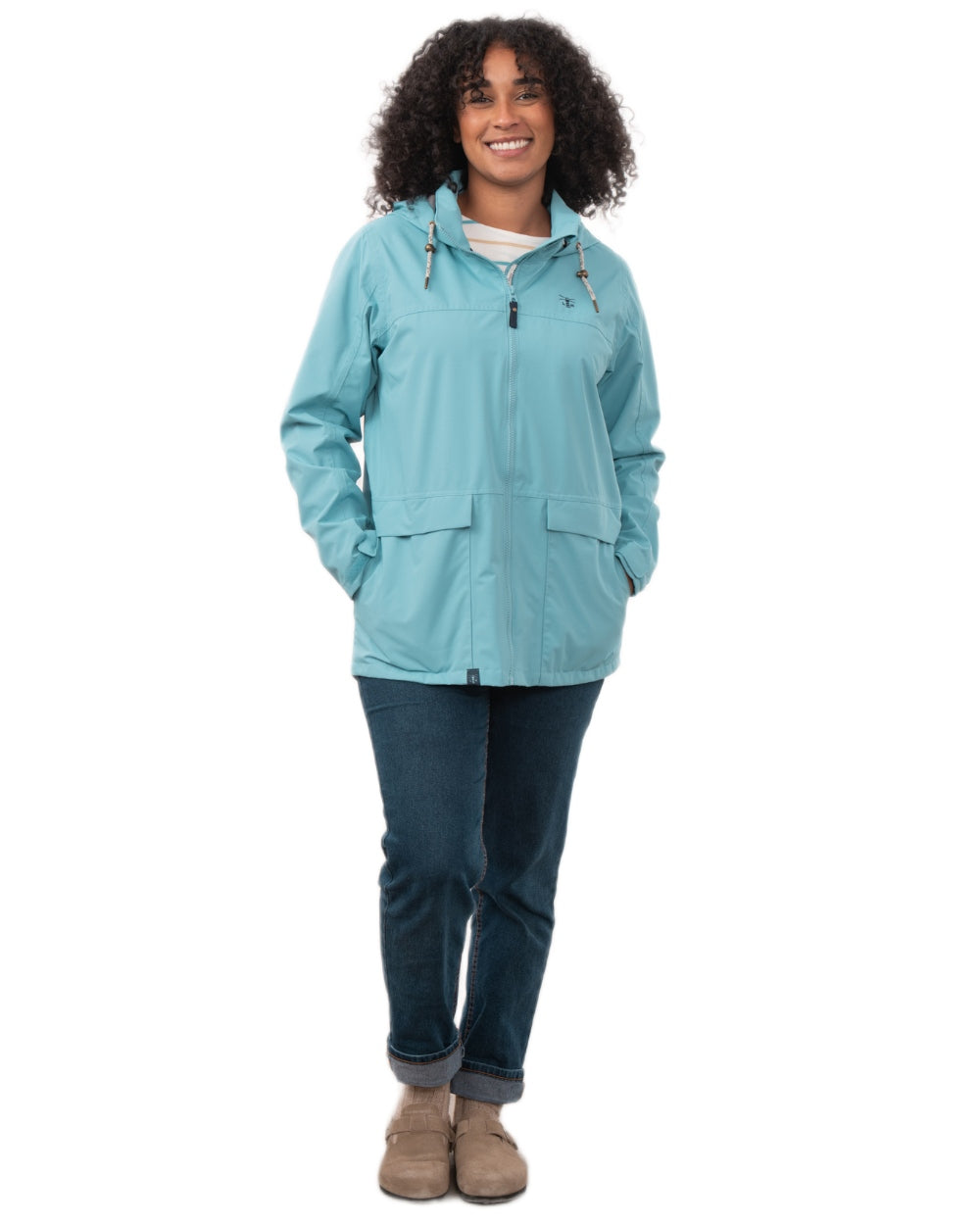 Blue coloured Lighthouse Ladies Beachcomber II Coat on white background
