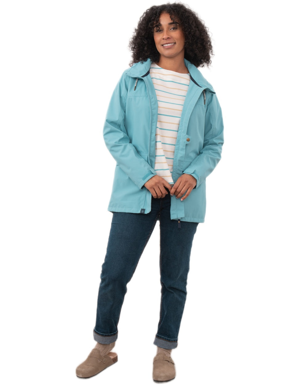 Blue coloured Lighthouse Ladies Beachcomber II Coat on white background