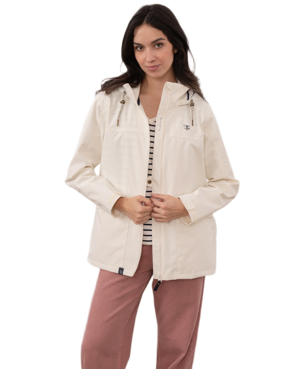 Chalk coloured Lighthouse Ladies Beachcomber II Coat on white background