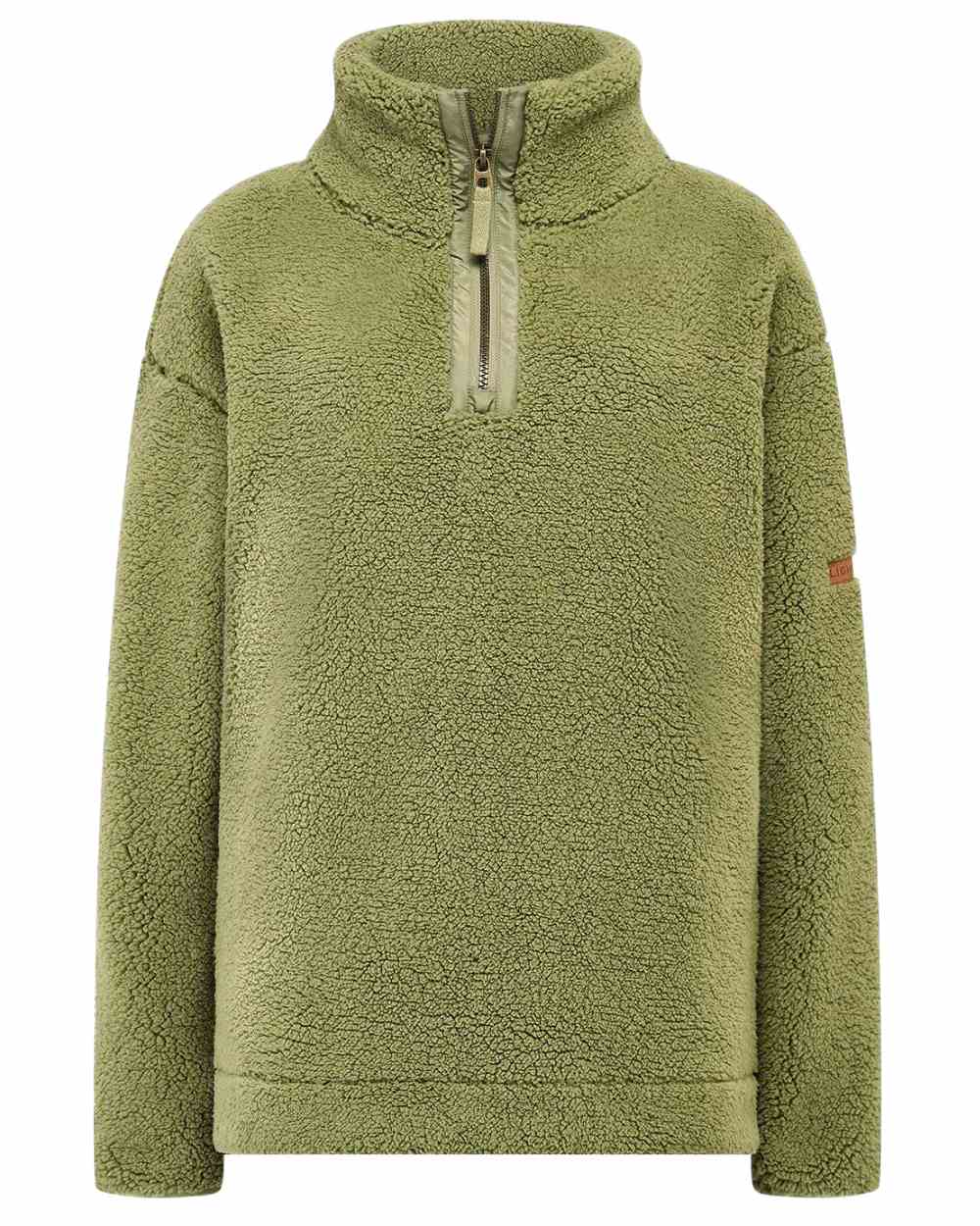 Moss coloured Lighthouse Ladies Coast Half Zip Fleece Sweater on white background