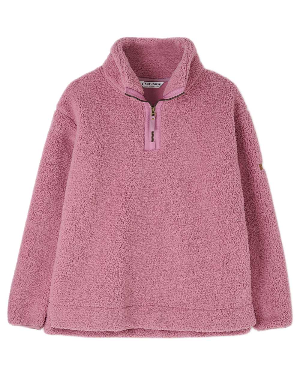 Wild Rose coloured Lighthouse Ladies Coast Half Zip Fleece Sweater on white background
