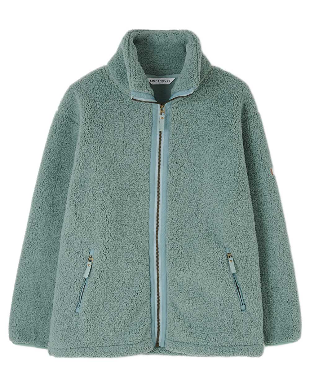Sage coloured Lighthouse Ladies Cobh Full Zip Fleece Jacket on white background