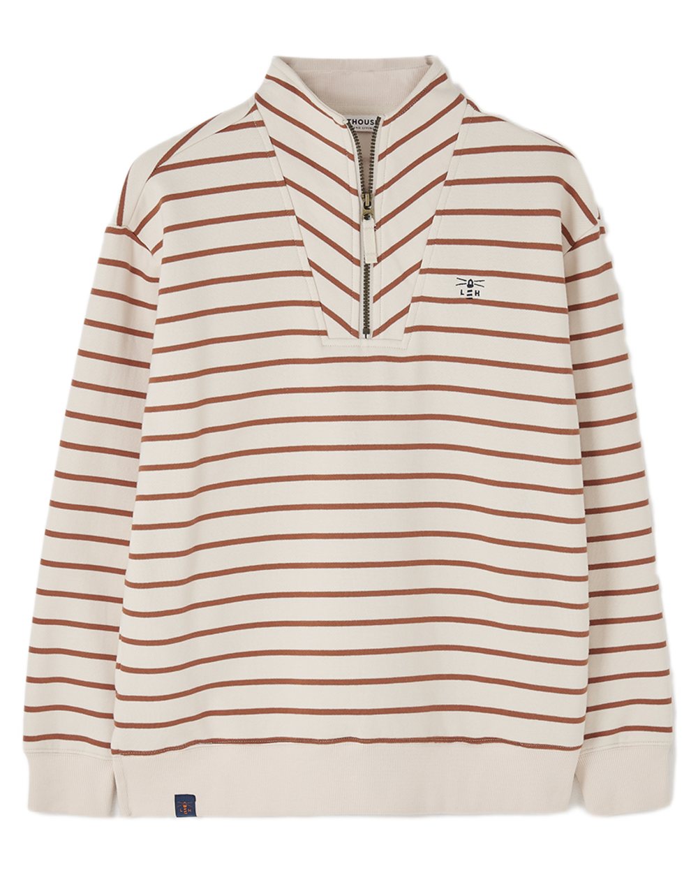 Rust Stripe coloured Lighthouse Ladies Coral Jersey on white background