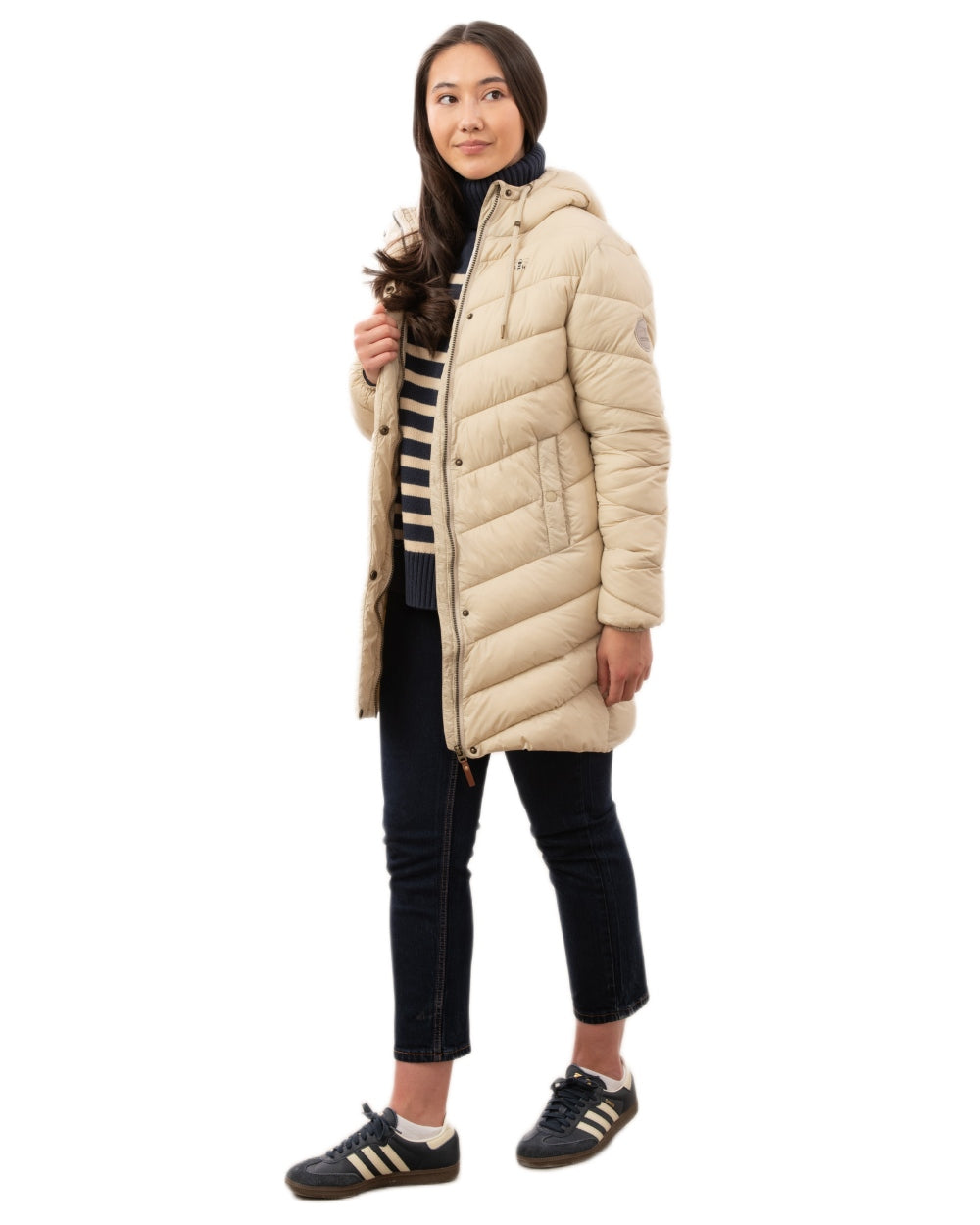 Cream coloured Lighthouse Ladies Lois Coat on white background