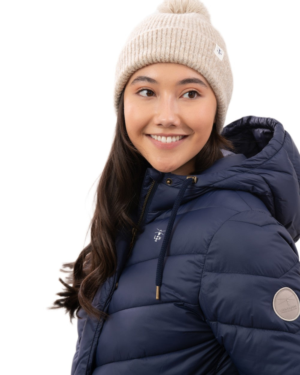 Navy coloured Lighthouse Ladies Lois Coat on white background